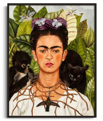 Inspiration Autoportrait avec collier d'épines et colibri Frida Kahlo - peinture à l'huile
